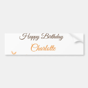 Pegatina Para Coche Naranja flor marrón feliz cumpleaños agregar nombr