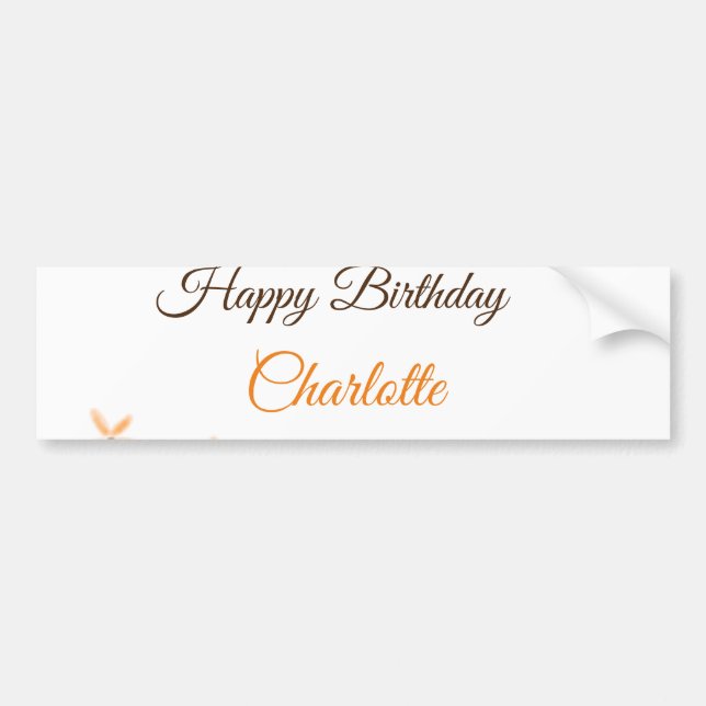 Pegatina Para Coche Naranja flor marrón feliz cumpleaños agregar nombr (Frente)