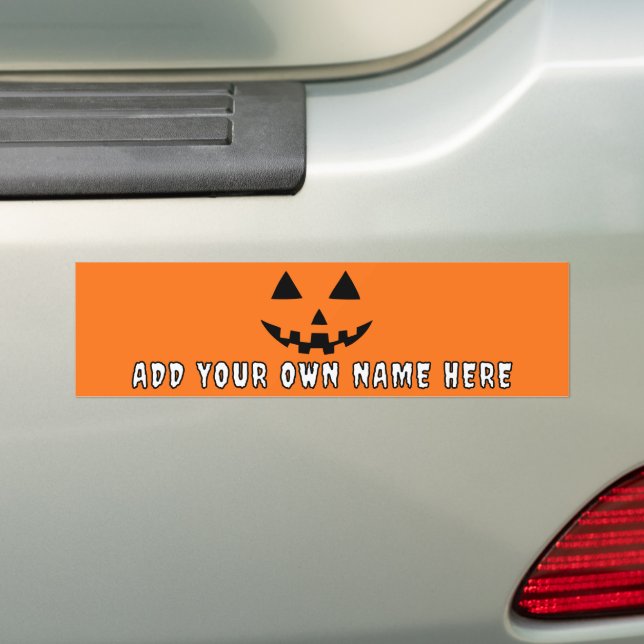 Pegatina Para Coche Naranja personalizado Calabaza Halloween su nombre (en coche)