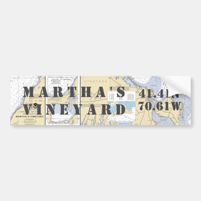 Pegatina Para Coche Navegación de longitud del viñedo de Martha (Frente)