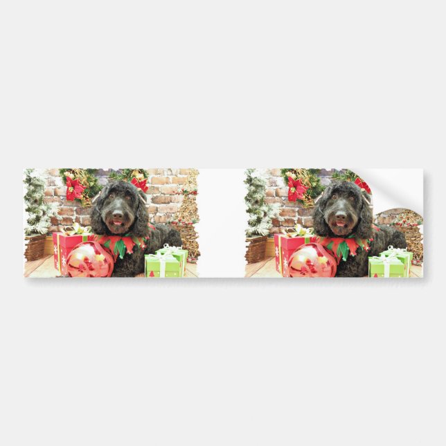 Pegatina Para Coche Navidad - GoldenDoodle - atasco de la perla (Frente)
