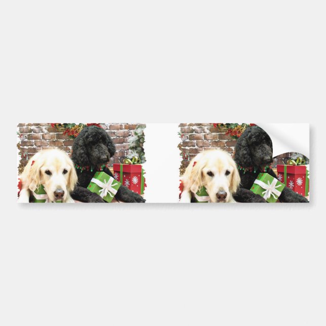 Pegatina Para Coche Navidad - LabraDoodle Miller - golden retriever (Frente)