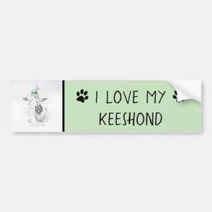 Pegatina Para Coche Navidades de Keeshond Snowman pinta arte de perro