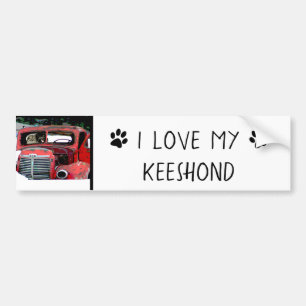 Pegatina Para Coche Navidades de Keeshond Viejo Camión Pintando Arte D