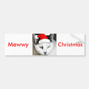 Pegatina Para Coche Navidades Gatito Blanco y Negro