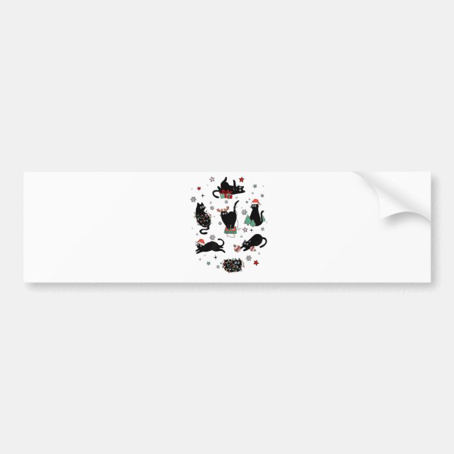Pegatina Para Coche Navidades Gatos Negros (Frente)