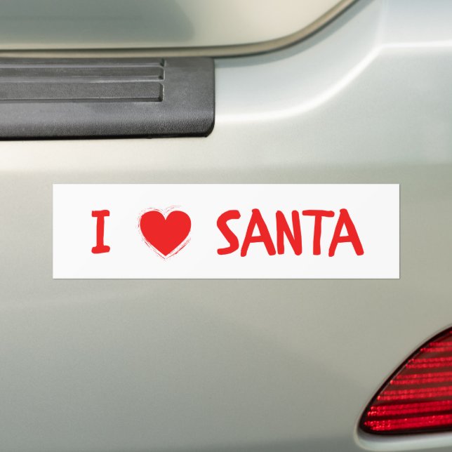 Pegatina Para Coche Navidades rojos divertidos que amo a Santa Heart (en coche)