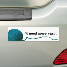 Pegatina Para Coche Necesito Más Yarn - Verde azulada Yarn Ball