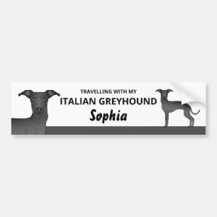 Pegatina Para Coche Negro - Viajando con mi perro Galgo Italiano