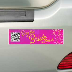 Pegatina Para Coche Neon Tropical Comprar Novia Bebida Código QR