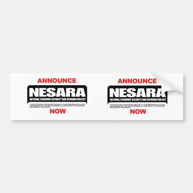 Pegatina Para Coche Nesara bumper sticker (Frente)