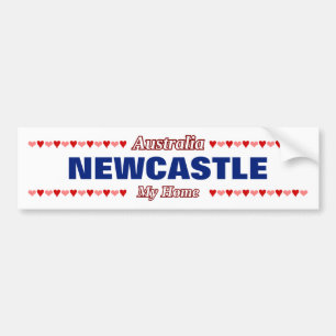 Pegatina Para Coche NEWCASTLE - Mi hogar - Australia; Corazones Rojo y