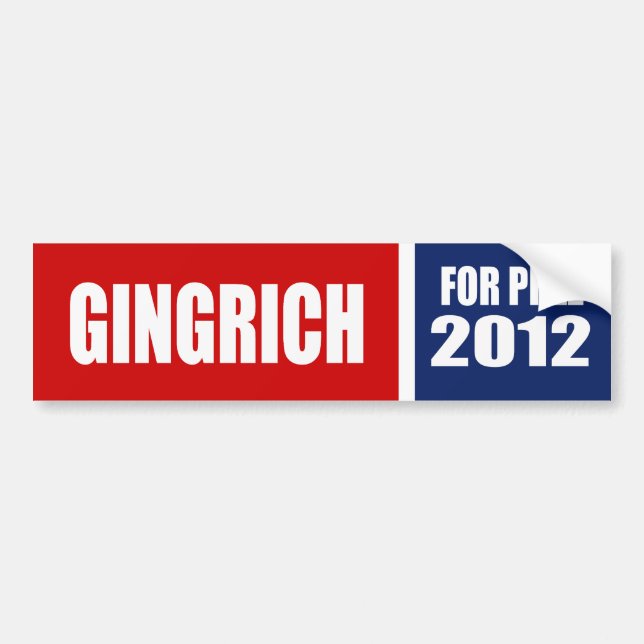 PEGATINA PARA COCHE NEWT GINGRICH 2012 (Frente)