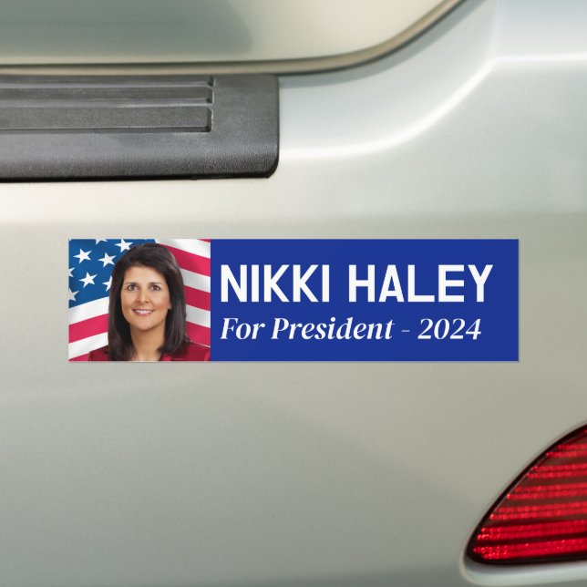 Pegatina Para Coche Nikki Haley - Foto de campaña con bandera estadoun (en coche)