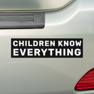 Pegatina Para Coche Niños Lo Saben Todo Negro y Blanco Progresista