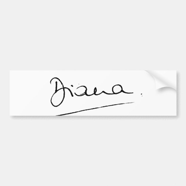 Pegatina Para Coche No.34 la firma de princesa Diana (Frente)
