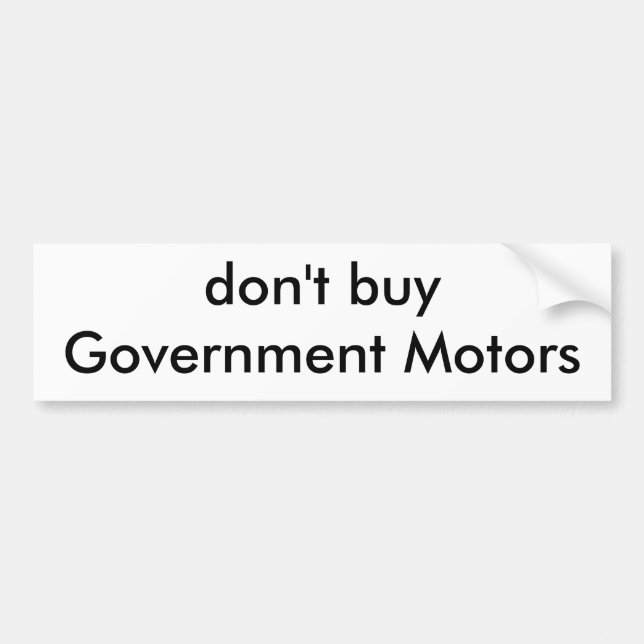 Pegatina Para Coche no compre motores del gobierno (Frente)