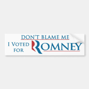 Pegatina Para Coche No me culpe que voté por Romney con el logotipo