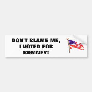 PEGATINA PARA COCHE ¡NO ME CULPE, YO VOTÓ POR ROMNEY!