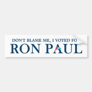 Pegatina Para Coche No me culpes, voté por Ron Paul