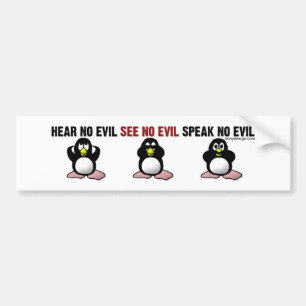 Pegatina Para Coche No oiga ningún pingüino malvado Bumpersticker