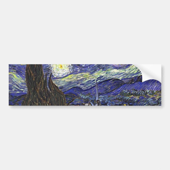 Pegatina Para Coche Noche estrellada, Vincent Van Gogh. (Frente)