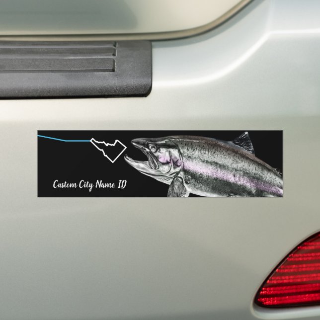 Pegatina Para Coche NOMBRE DE LA CIUDAD personalizado STEELHEAD AQUÍ F (en coche)