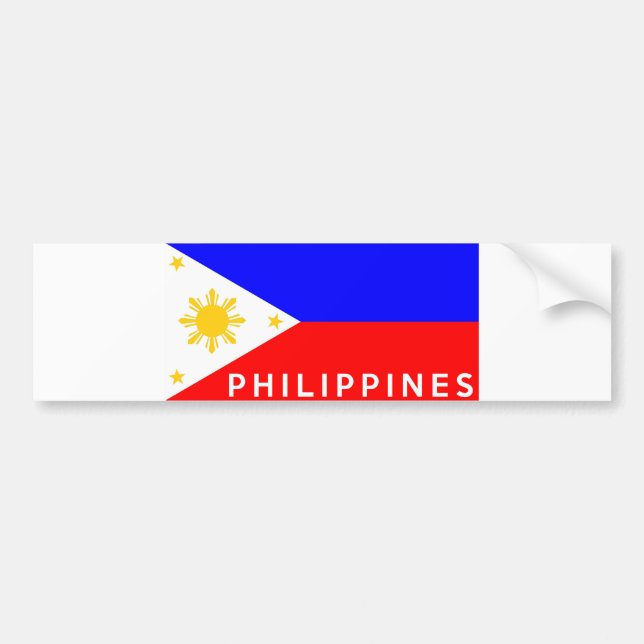 Pegatina Para Coche Nombre de texto del país de bandera de Filipinas (Frente)