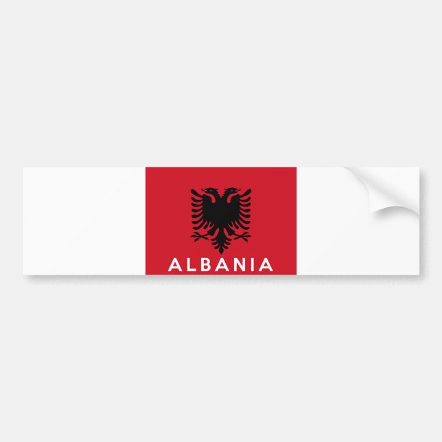 Pegatina Para Coche nombre del texto del país de la bandera de Albania (Frente)