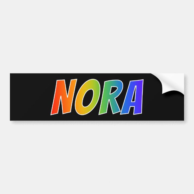 Pegatina Para Coche Nombre "NORA": Divertido color arcoiris (Frente)