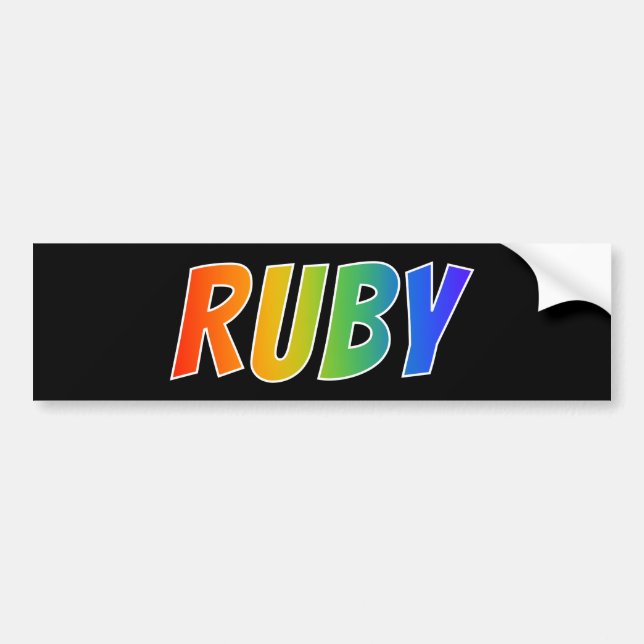 Pegatina Para Coche Nombre "RUBY": Divertido color arcoiris (Frente)