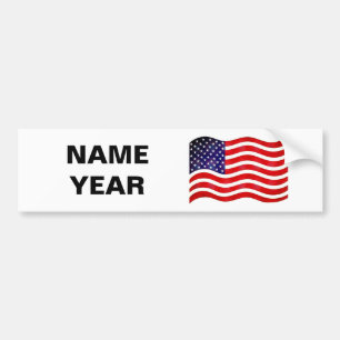 Pegatina Para Coche Nombre Texto y Bandera de Estados Unidos en Blanco