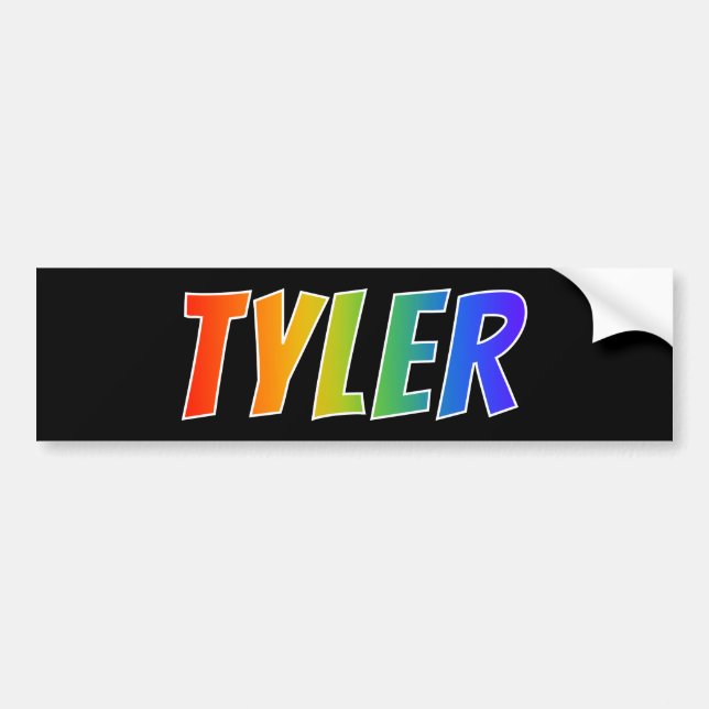 Pegatina Para Coche Nombre "TYLER": Divertido color arcoiris (Frente)
