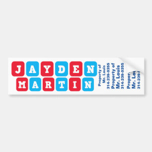 Pegatina Para Coche Nombres: Nametag de Jayden y de Martin/pegatina