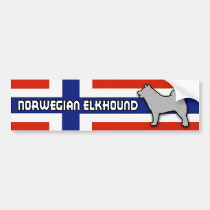 Pegatina Para Coche Noruego Elkhound con la bandera
