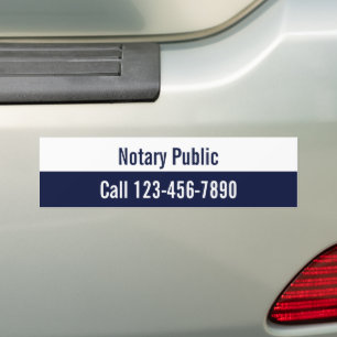Pegatina Para Coche Notario público número de teléfono azul oscuro y b
