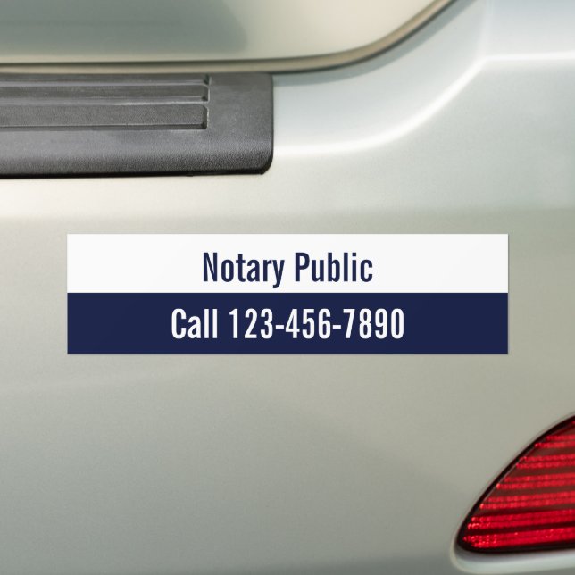Pegatina Para Coche Notario público número de teléfono azul oscuro y b (en coche)
