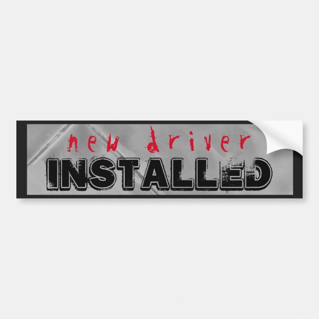 Pegatina Para Coche Nuevo negro rojo instalado conductor divertido (Frente)