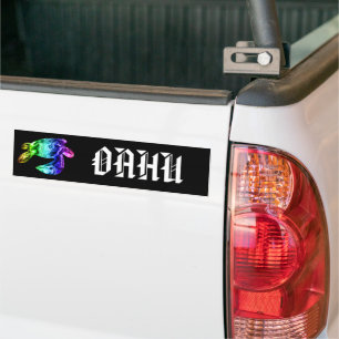 Pegatina Para Coche OAHU - Arcoiris tribal honu