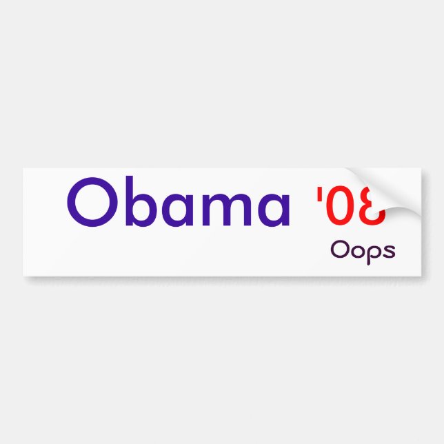 Pegatina Para Coche Obama, '08, oops (Frente)