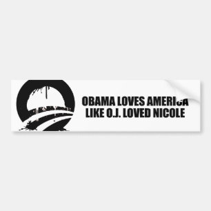 PEGATINA PARA COCHE OBAMA AMA AMÉRICA COMO O.J. LOVED NICOLE