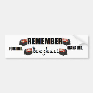 Pegatina Para Coche obama anti: Recuerde Bengasi. cuatro muertos