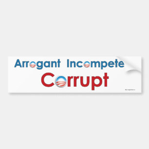 Pegatina Para Coche Obama - arrogante, incompetente, corrupto