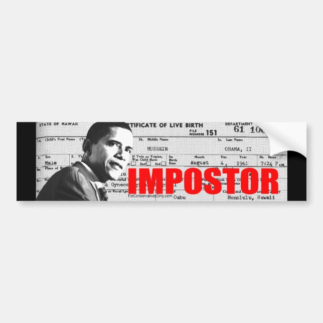 Pegatina Para Coche Obama el Impostor (Frente)