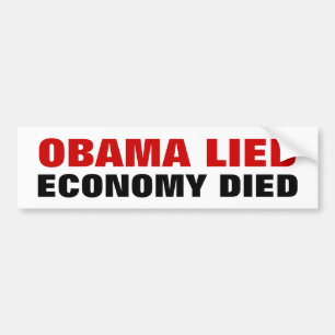 PEGATINA PARA COCHE OBAMA MINTIÓ, ECONOMÍA MURIÓ