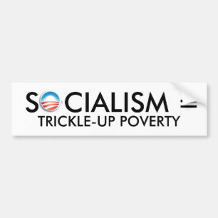 Pegatina Para Coche obama, SOCIALISMO = POBREZA de TRICKLE-UP