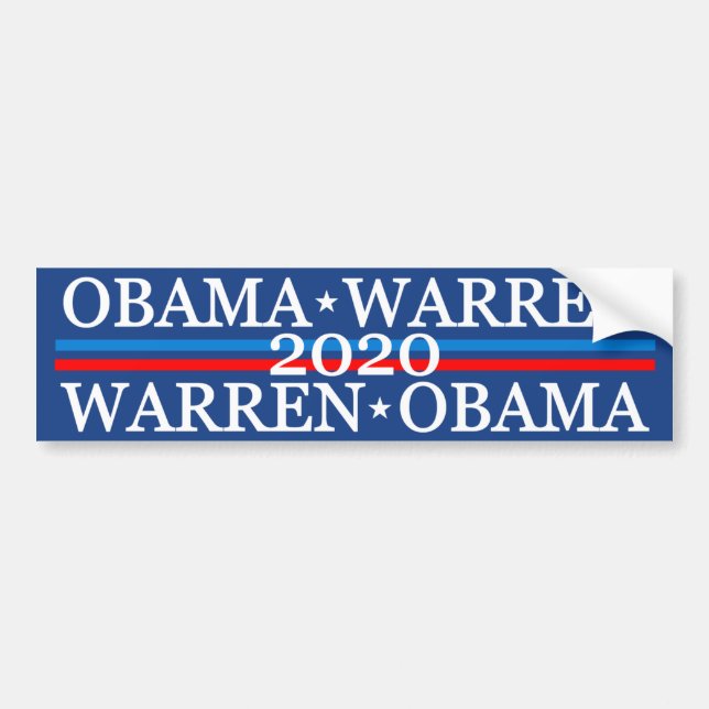 Pegatina Para Coche Obama Warren 2016 (Frente)