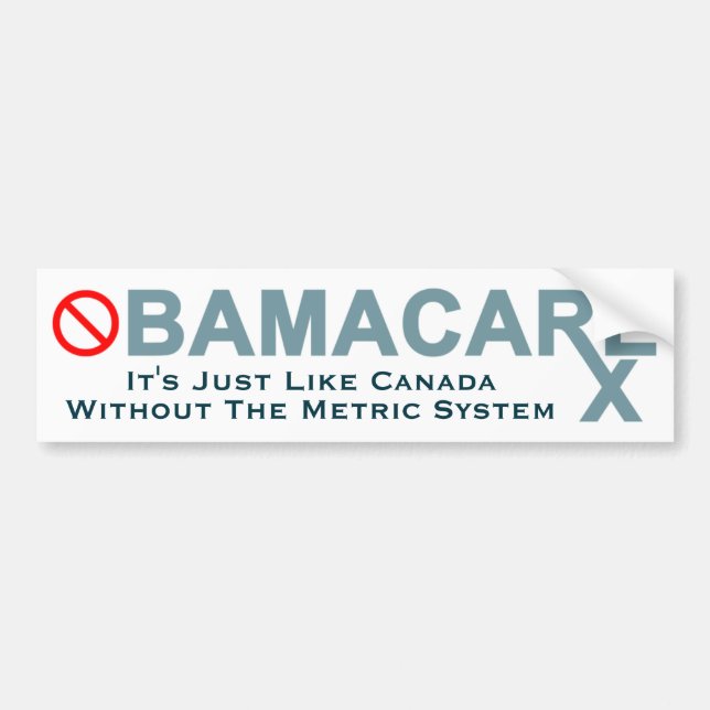 Pegatina Para Coche Obamacare: Canadá sin la sistema métrico (Frente)