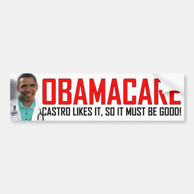 Pegatina Para Coche ObamaCare: Castro tiene gusto de él (Frente)