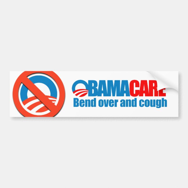 Pegatina Para Coche Obamacare - curva encima y tos (Frente)